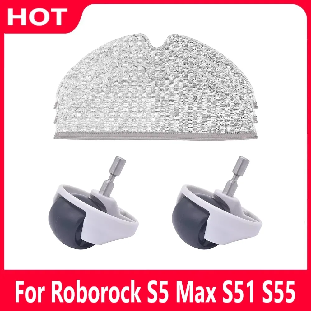 Caster Assembly Front Wheel And Cleaning Cloth Mop Parts for Roborock 1/2 S5 Max S51 S55 S50 S6 Vacuum Cleaner Robot Accessorie