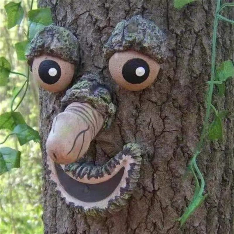 

Садовые аксессуары, креативный полимерный Забавный пасхальный декор для пожилых людей, уличное лицо с деревом