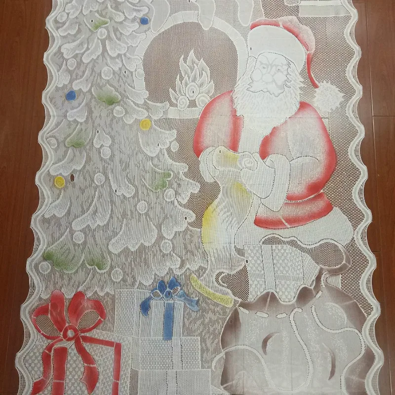 Рождественские кружевные занавески Санта Клаус полузатемненные светодиодный