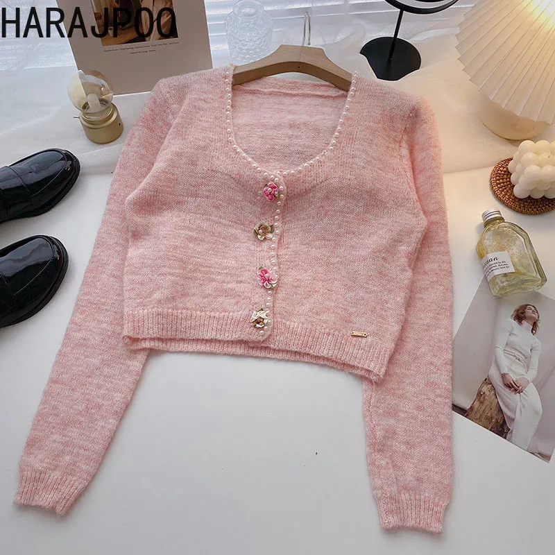 Женский винтажный Кардиган с длинным рукавом трикотажный свитер трехмерными