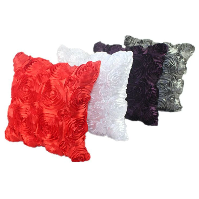 3D Роскошные розы чехлы на подушки с вышивкой цветочным узором плиссированная