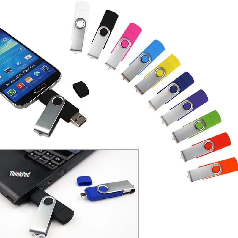 

(Over 10pcs Free Logo)100% Capacity Micro OTG USB Flash Drive 4gb 16gb 32gb 64gb Pendrive Bulk Gifts For Android/PC Memory Stick