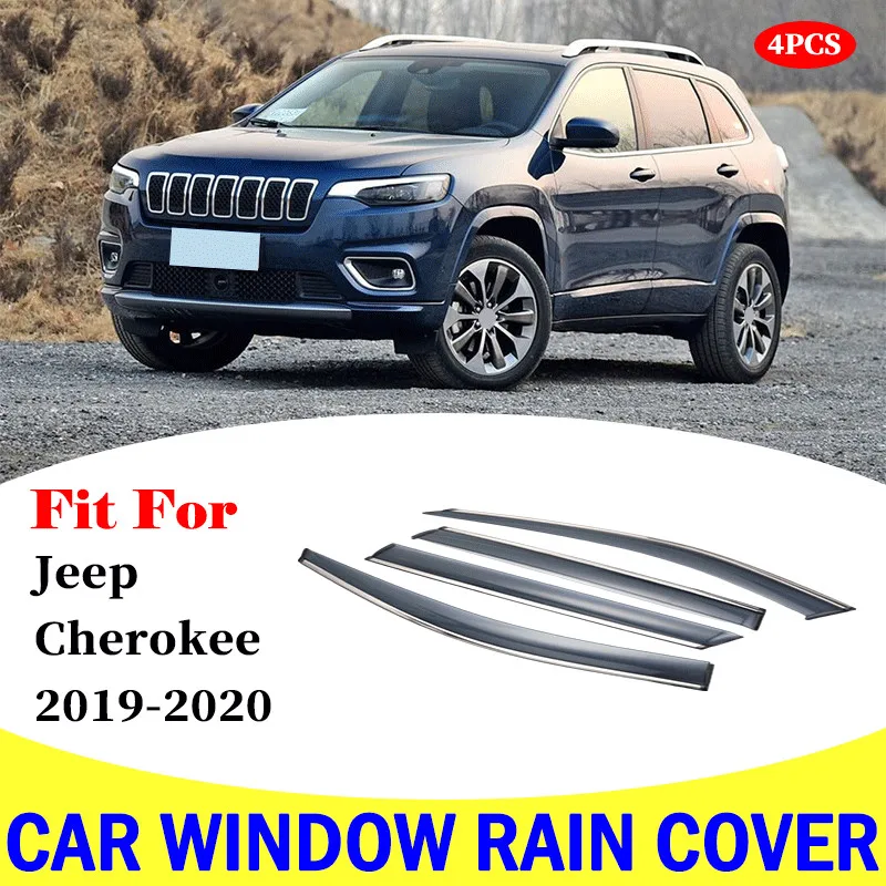 For Jeep Cherokee window visor car rain shield deflectors 2019-2020   car accessories awning trim cover exterior rain cover trim