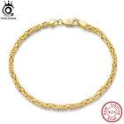 ORSA JEWELS, ручная работа, итальянская, 2,5 мм, плоская Византийская цепочка, браслет, 18 К, золото, более 925 пробы, серебро, Женская цепочка для подростков, SB122