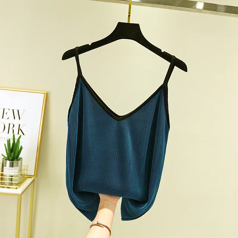 

Women V-Neck Camisole Ice Silk women's camisole With Korean Style Sleeveless Sexy Self Cultivation Outer Bottoming Top Summer