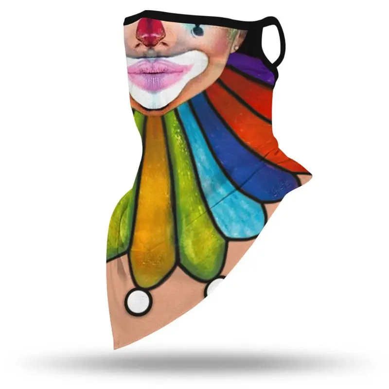 Unisex Earloops Neck Gaiters Triangle Bandana Funny Halloween Clown Digital Print Face Mask Outdoor Motorcycle Dustpoof |