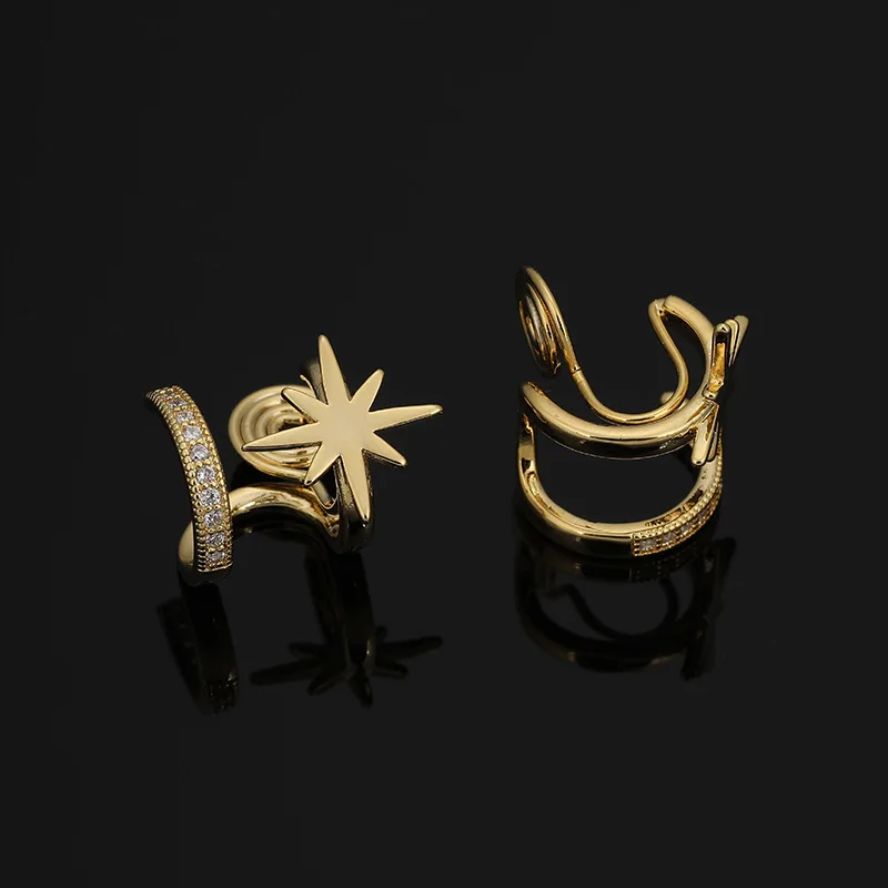 

TJP Simple invisible light double ear ring mosquito coil ear clip without pierced circle earrings female