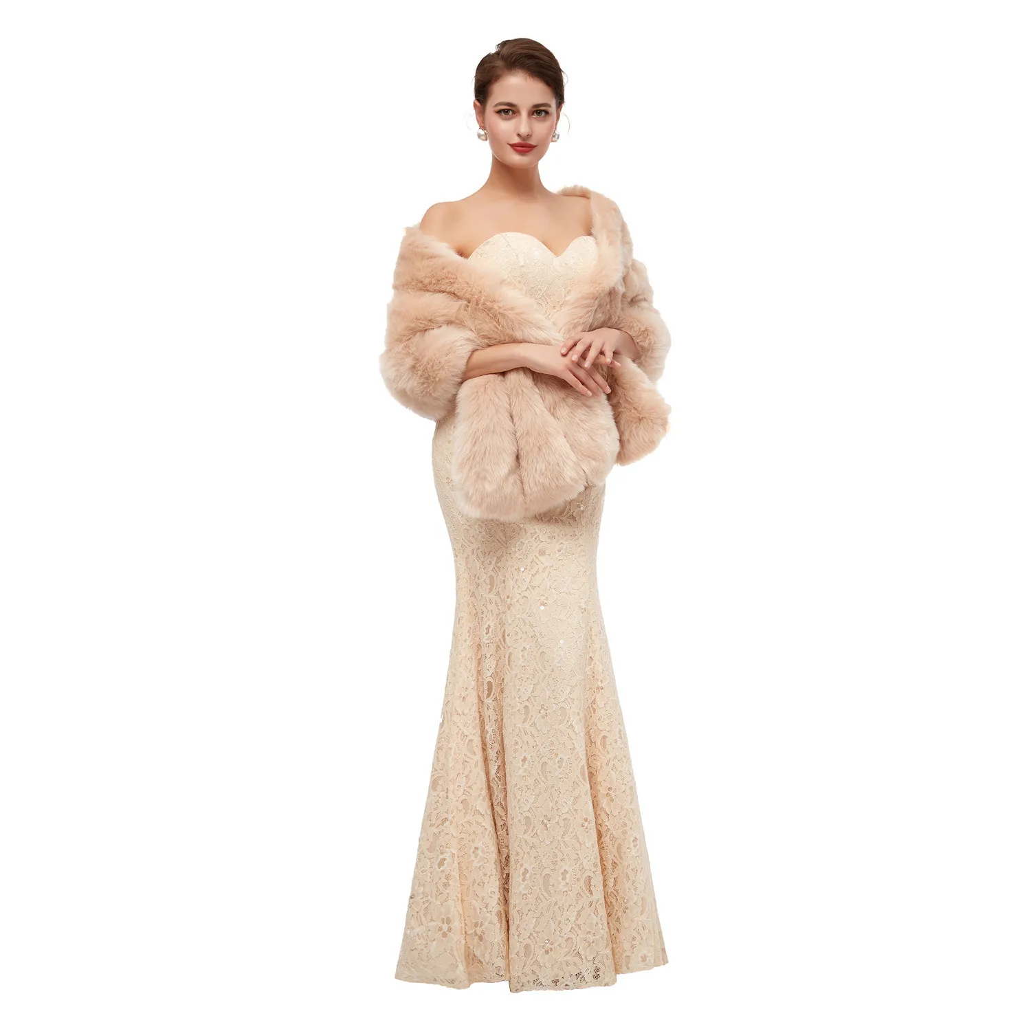 JaneVini 2020 Элегантные зимние женские болеро свадебная накидка на плечо для невесты