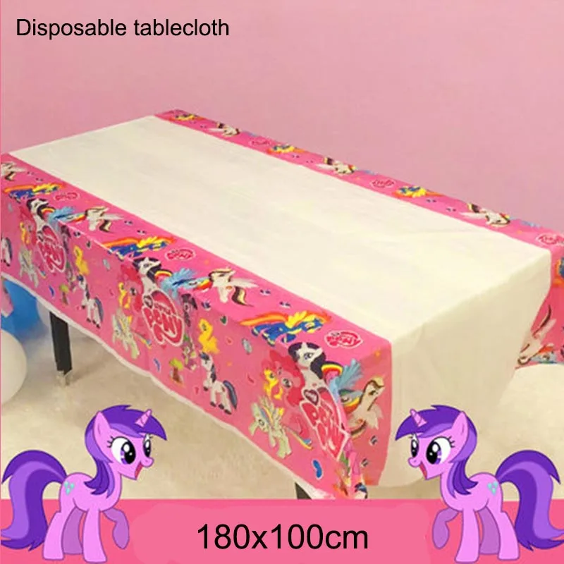 tablecloth 10 шт., новинка, 18 дюймов, воздушные шары my little pony, фольга с гелием, единорог, Балон, пони, украшение для дня рождения, для детей 1, 2, 4, 3 лет - Цвет: tablecloth