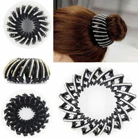 furling girl 1pc bird nest expanding tail hair bun holders clips grips clamps claw with rhinestones hair bands