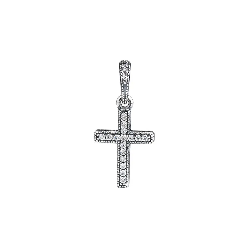 

Classic Jesus Cross Pendant Charms for Women Bracelets Sterling Silver 925 Jewelry Clear CZ Crystal Charms for Jewelry Making