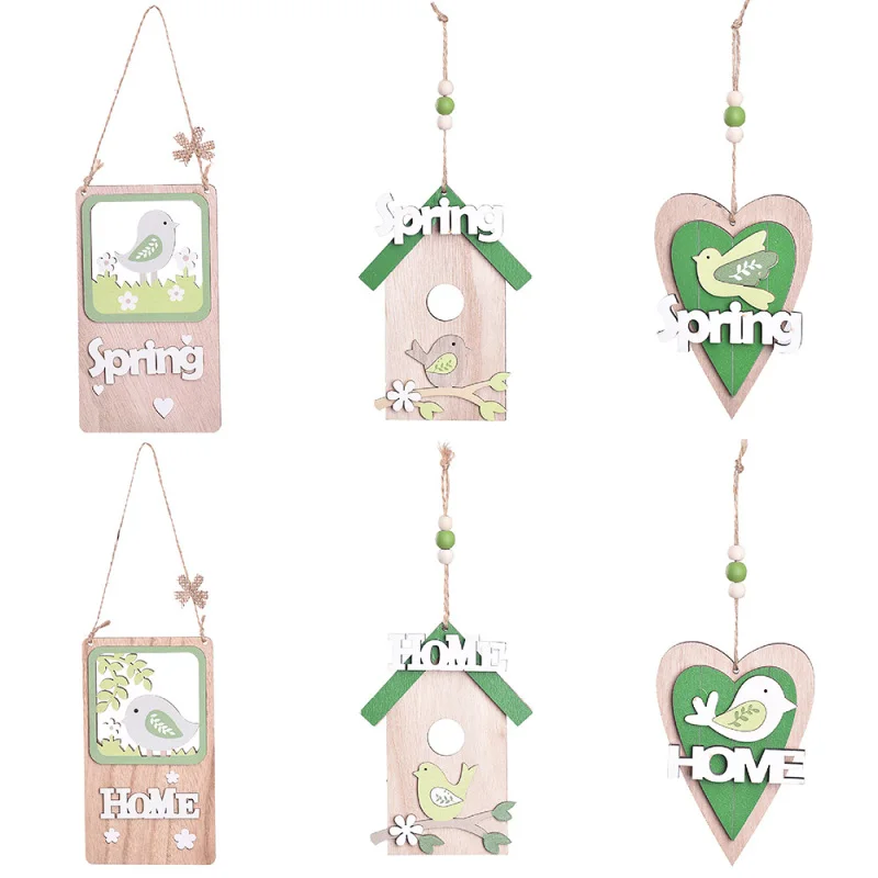 

1PC Easter Holiday Decoration Supplies Wooden Alphabet Card Pendant DIY Party Hanging Ornaments