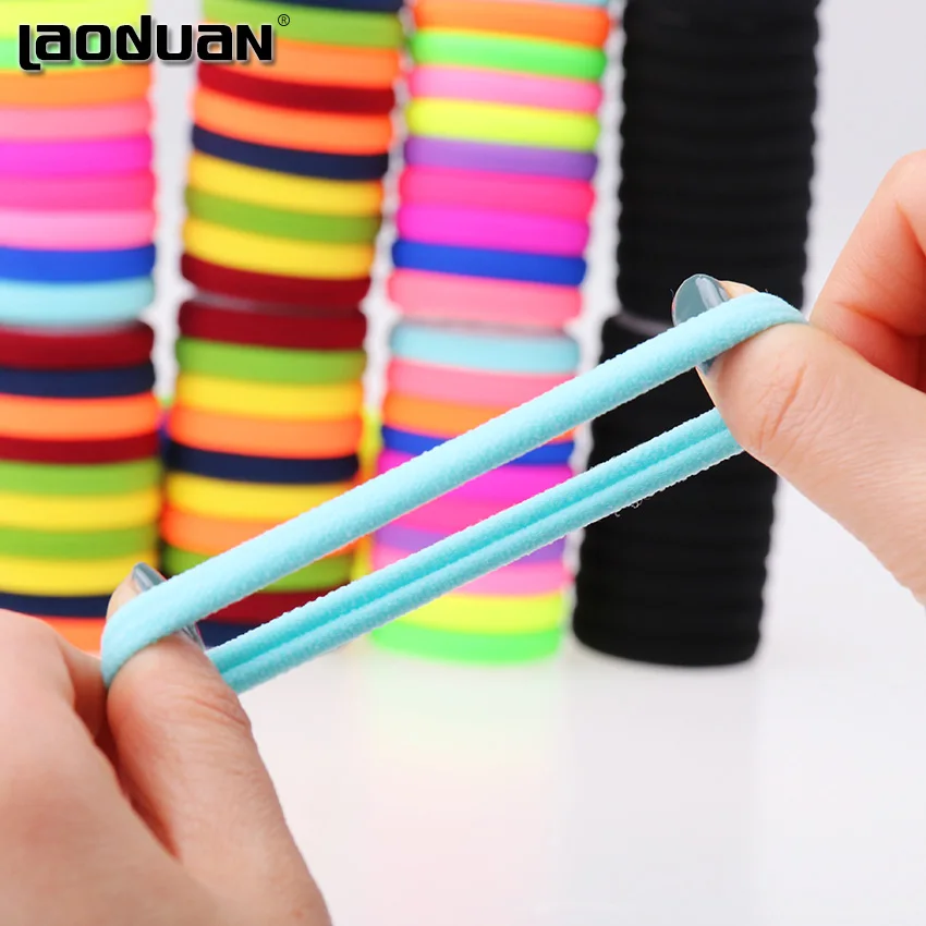 

20pcs/lot Candy Fluorescence Colored Hair Holders High Quality Rubber Bands Hair Elastics Accessories Girl Women Tie Gum