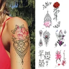Временная татуировка с цветком розы, женская, водостойкая, для девочек и детей, 1 лист