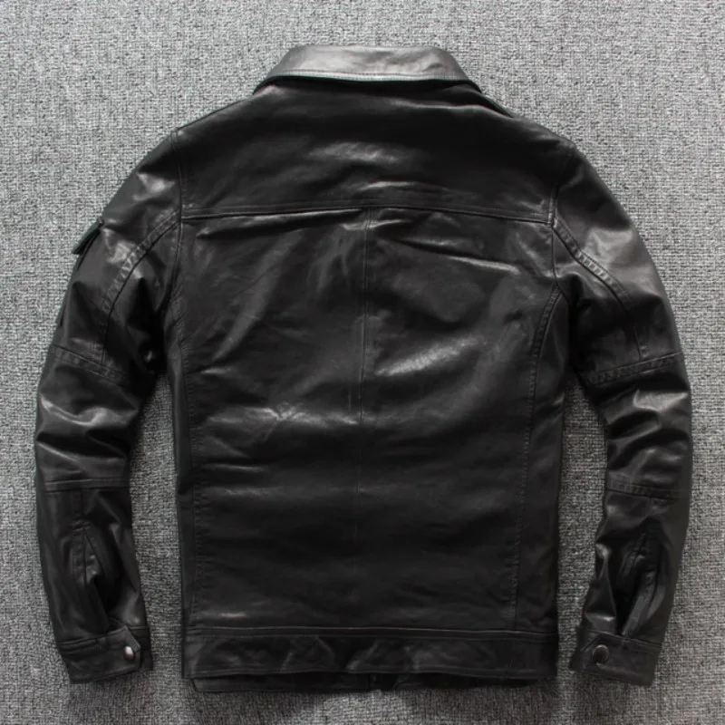 Куртка-карго мужская из натуральной овечьей кожи с несколькими карманами