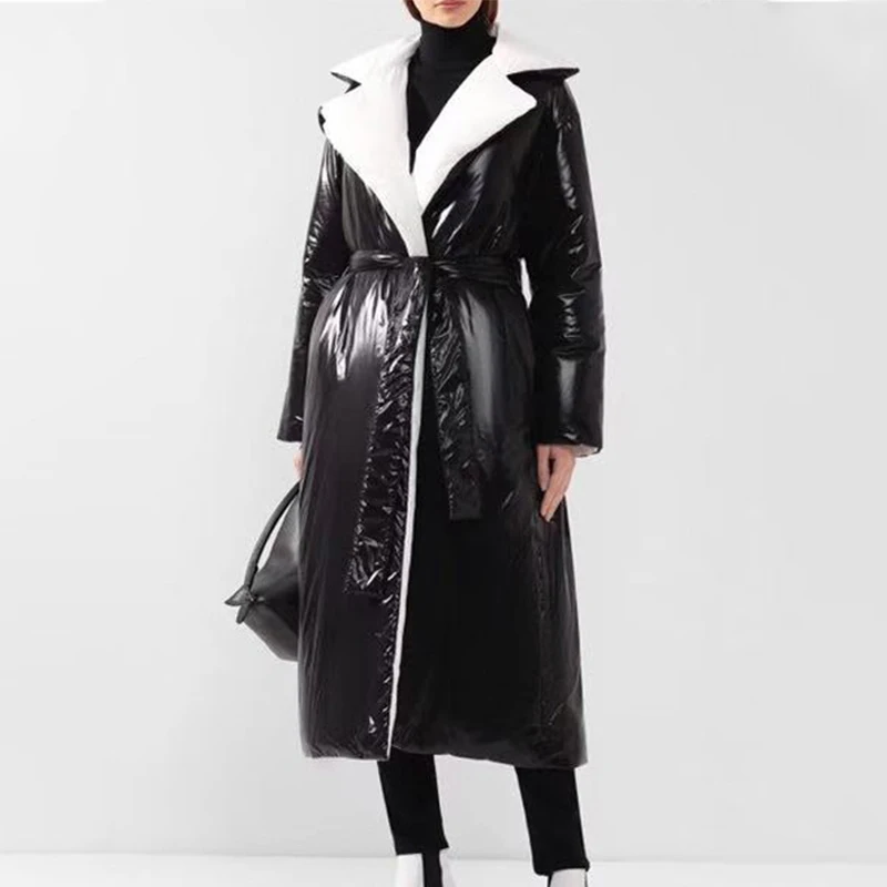 Длинное зимнее пальто женская зимняя куртка двусторонняя хлопковая подкладка