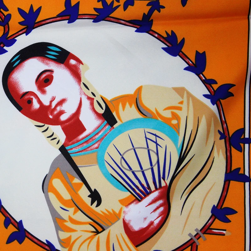 Шелковый саржевый квадратный шарф Женский Большой дизайнерский платок палантин