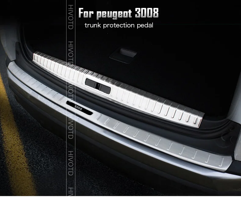 Hivotd для пежо 3008 GT peugeot 3008 3008GT машина задний защитный бампер багажник из нержавеющей стали защитная педаль внешние накладка на задний бампер автоаксессуары для авто