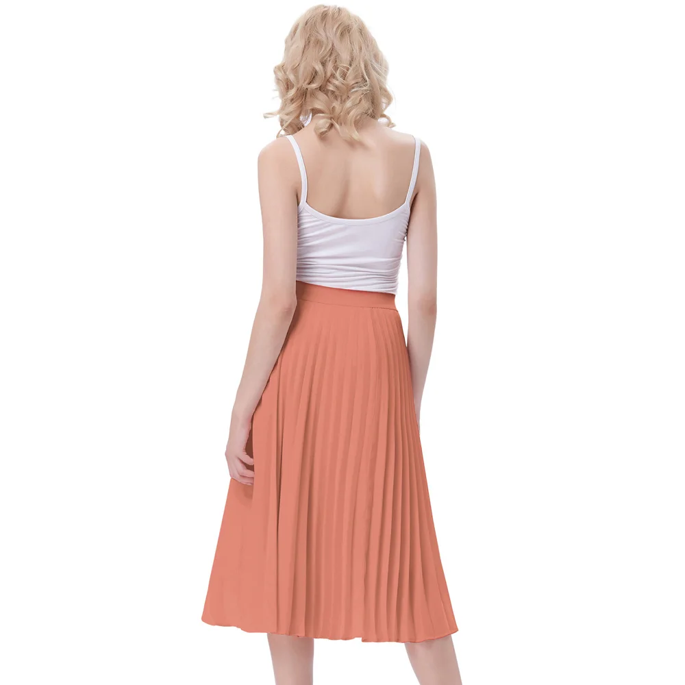 2020 Spring Women Elegant Maxi Pleated Skirt High Waist A-Line Elasticated Long Casua Party Skirts Vintage Female | Женская одежда