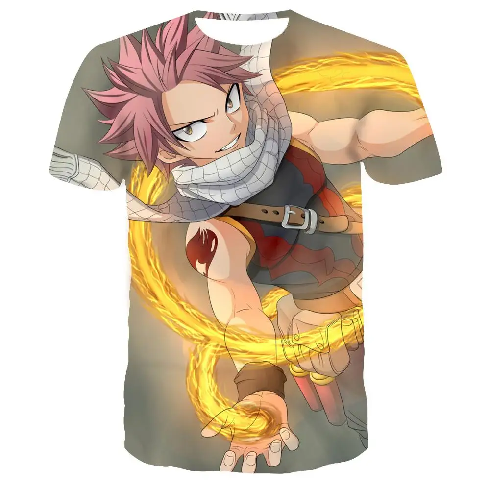Новинка футболка с 3D принтом из аниме Фея хвост Natsu Dragneel Polera коротким рукавом