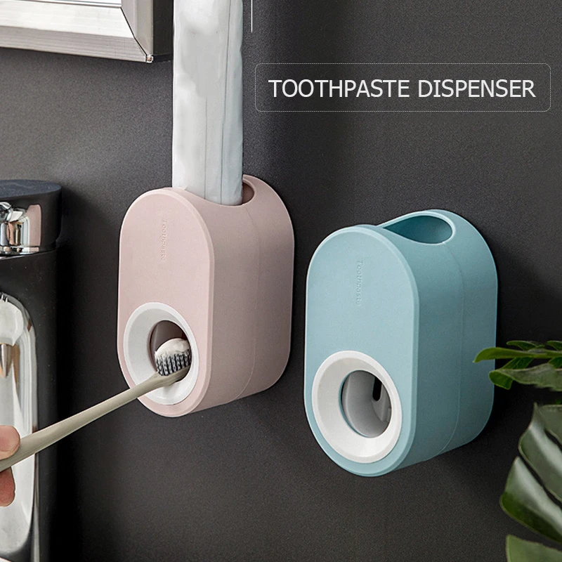 

New Toothpaste Dispenser Wall Mount Sticky Hook Automatic Toothpaste Squeezer Toothbrush Holder Bathroom Supplies Accessories