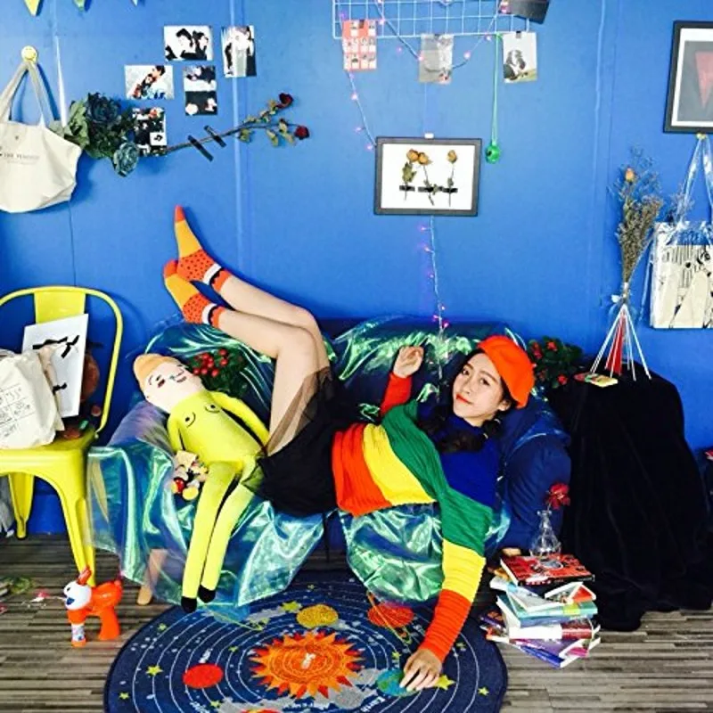 Детский ковер круглый обучающий Солнечный с изображением системы детский