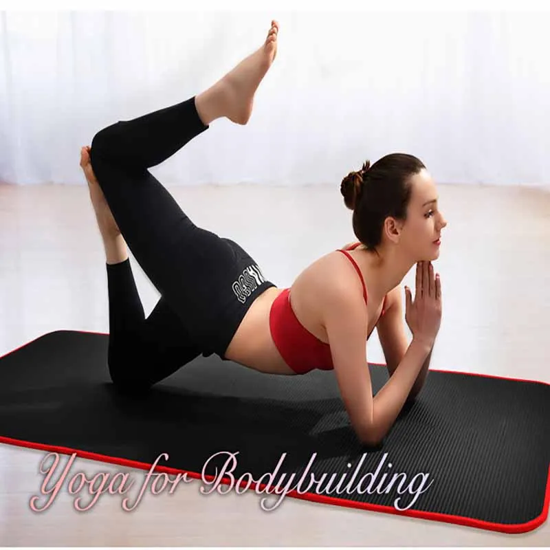 

NBR Edging Non-Slip Yoga Mat 185cmx61cm Sports Fitness Mat 10mm Thick Indoor Fitness Pilates Yoga Mat