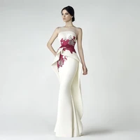 simple mermaid evening dress new sheer neck illusion back unique appliques prom dress chic design long party gowns