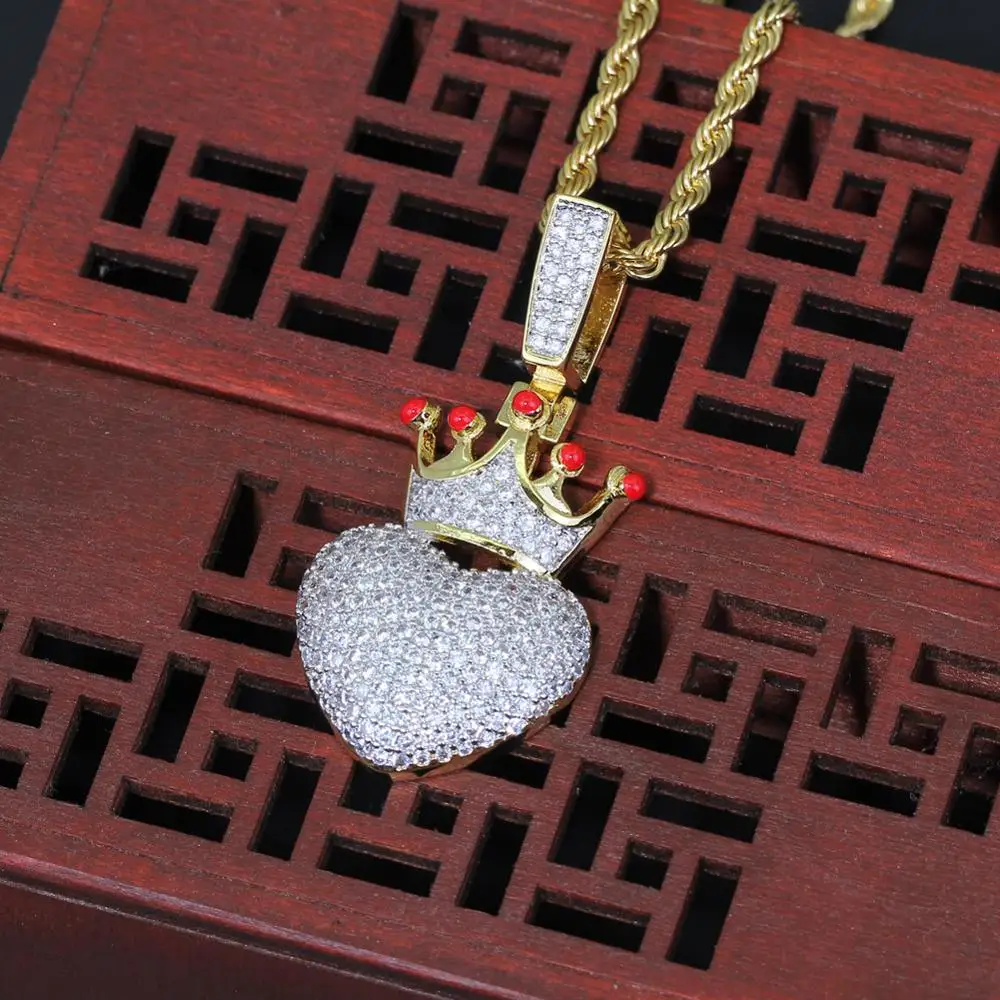 

Anztilam High Quality Fashion Jewelry Queen Accessories Copper and CZ Crown Wing Heart Card Captor Necklace For Women Best Gifts