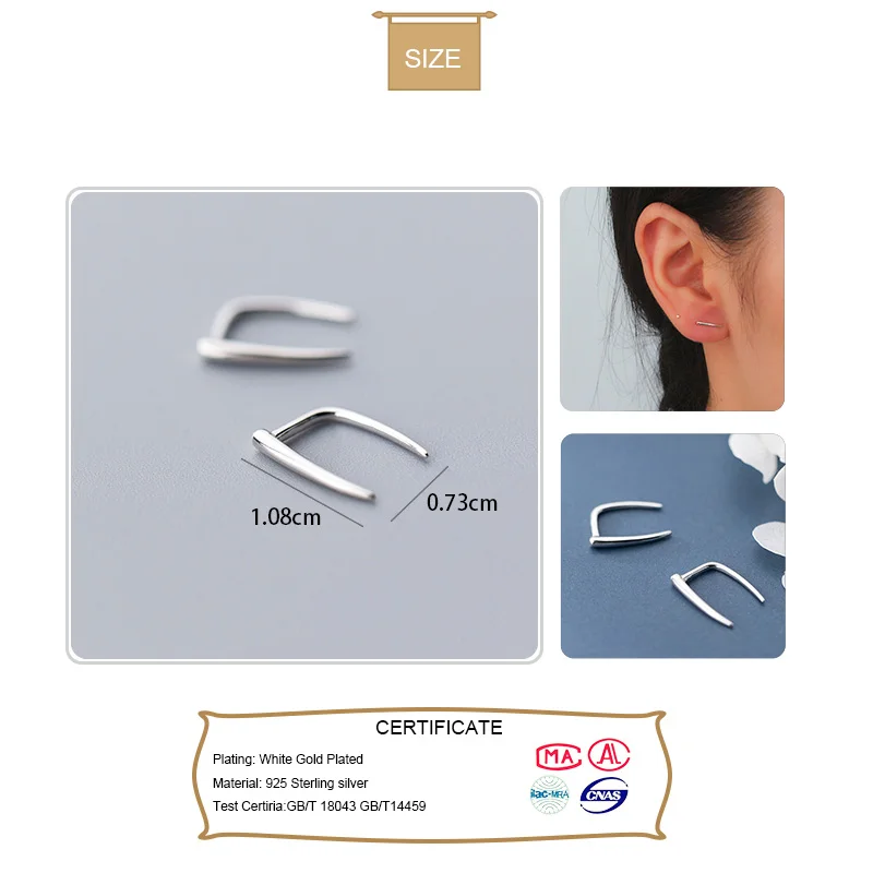 Женские гладкие серьги кольца Trustdavis из серебра 925 пробы ювелирное изделие в