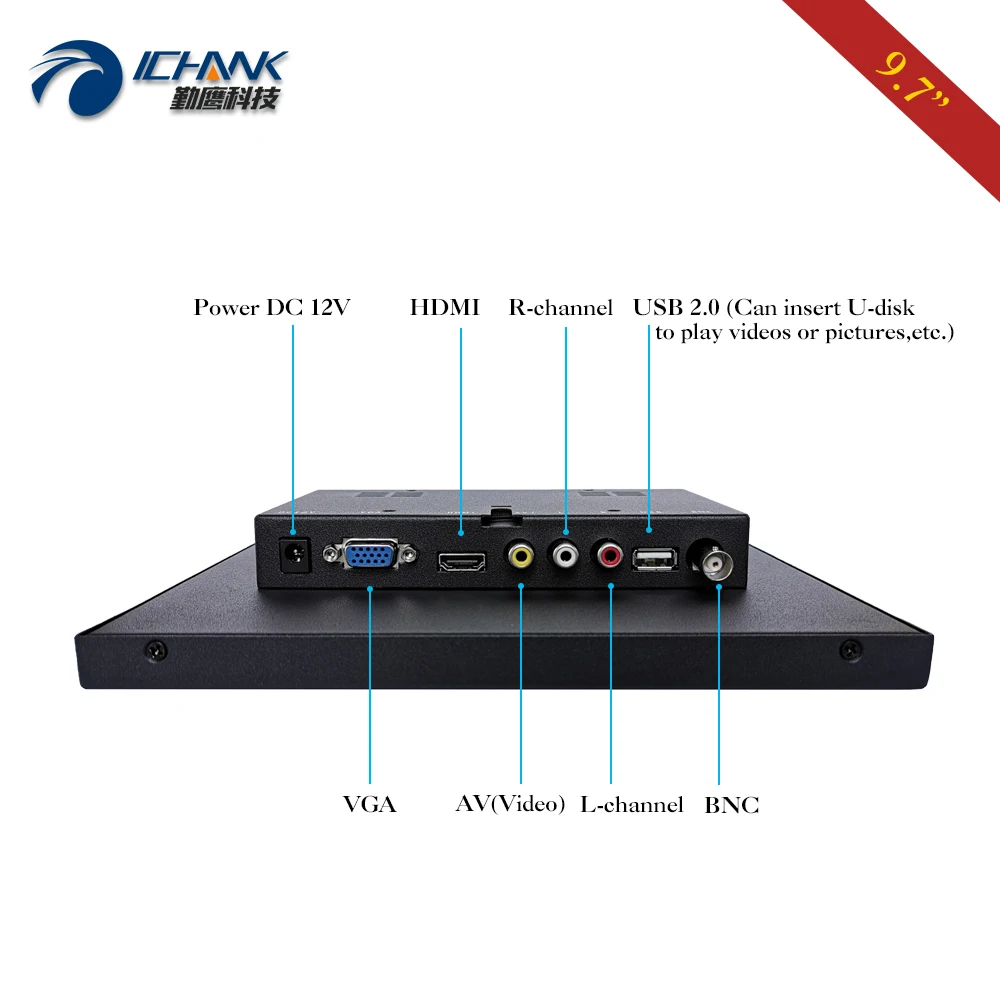ZB097TN-V592/9," 10" дюймов 1024x768 ips ЖК-экран 720p BNC HDMI VGA металлический чехол монитор ПК дисплей USB порт u-диск видеоплеер