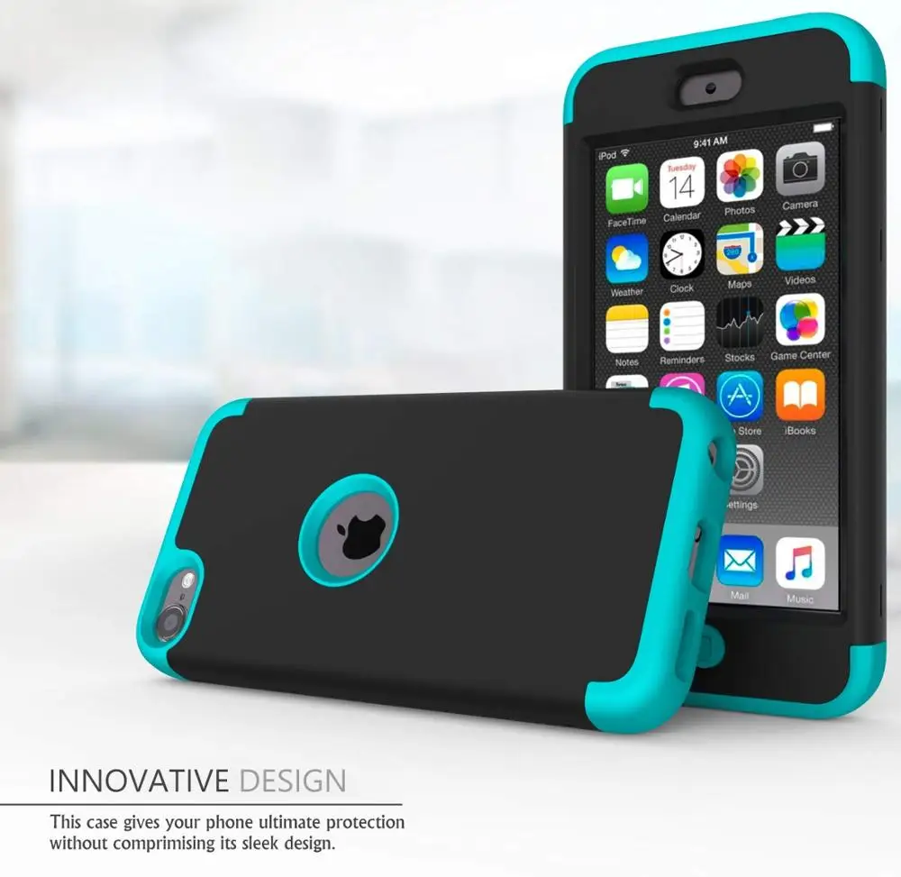 for iPod Touch 7/Touch 6 Case,High Impact Heavy Duty Shockproof Full-Body Protective Case with Dual Layer Hard PC+ Silicone