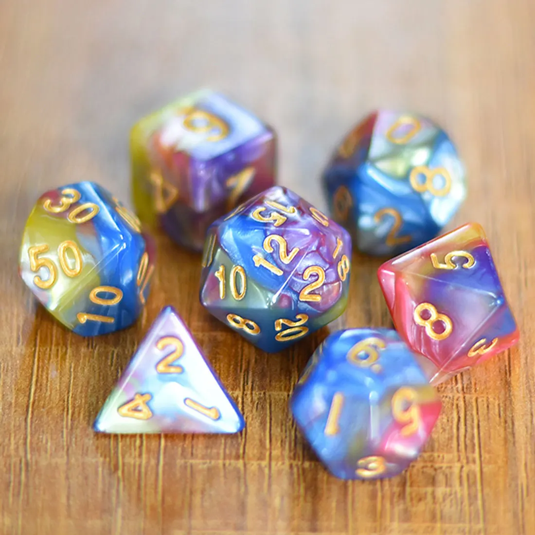 

DND Dice Set D4 D6 D8 D10 D% D12 D20 Four Color Mixing Polyhedral Dice for Dungeons and Dragon Role Playing Board Game D&D TRPG