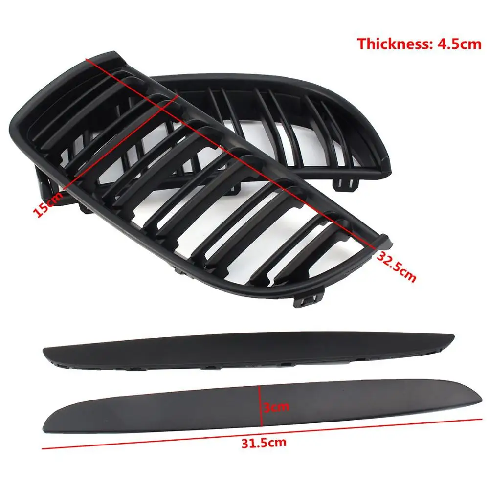 Полные комплекты матовая Черная передняя почек гриль двойной 2 линии гоночные