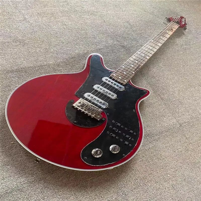 

2021 Products sell like hot cakes China Made Brian May Guitar Antique Cherry Red 24 Frets imported Bridge Electric Guitars