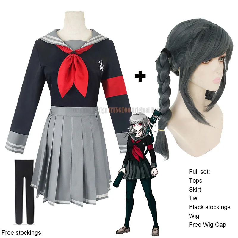 

Anime Peko Pekoyama Cosplay Costume Danganronpa Peko Cosplay Wig Schoolgirl Sailor Uniform Women Halloween Paty Costumes