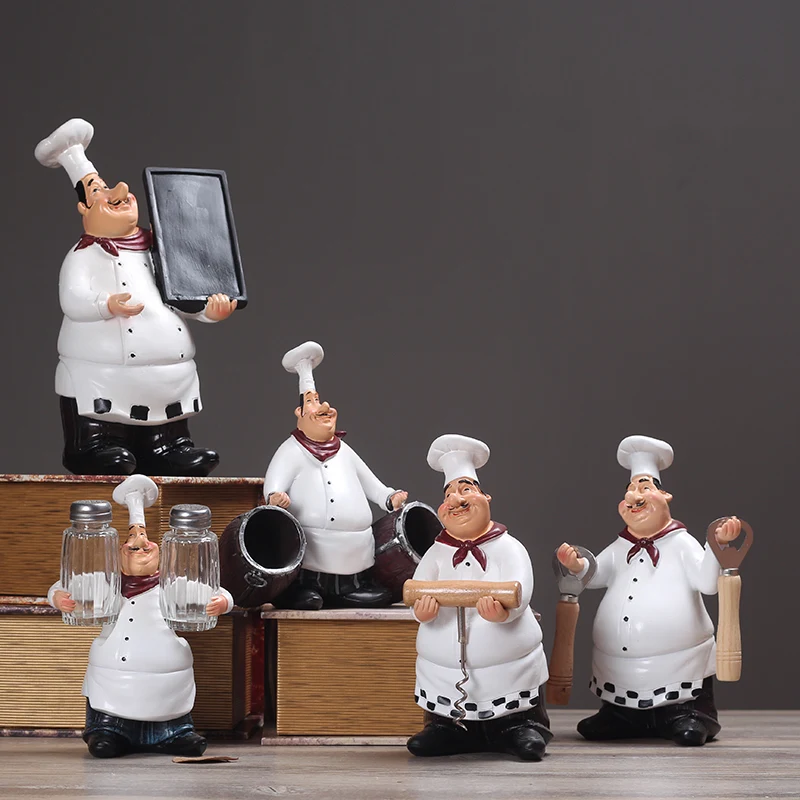 

Chef Statue Figurine Ornaments Home Decoration Accessories Kitchen Resin Crafts Bar Restaurant Cafe Cake Shop Decoration Gift