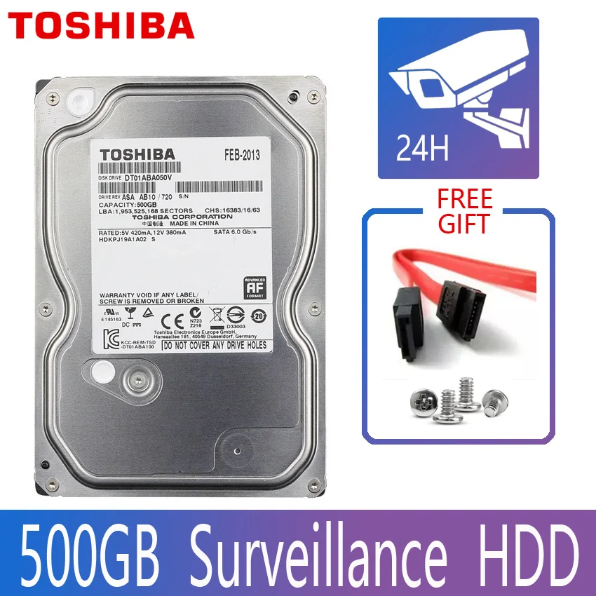 TOSHIBA 500GB Video Surveillance Hard Drive Disk DVR NVR CCTV Monitor HDD HD Internal SATA III 6Gb/s 5700RPM 32MB 3.5" harddisk