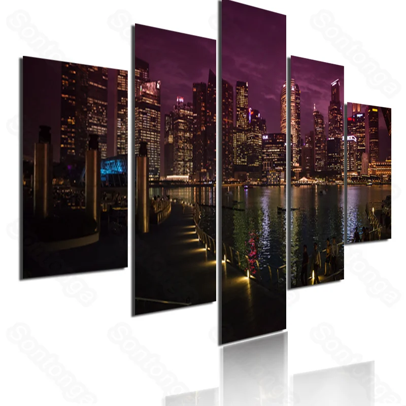 

City Evening Scene No. 7 Frameless Painting Simple Style Modern Home Decoration Art Wallpaper Wallpaper Self-Adhesive Wall