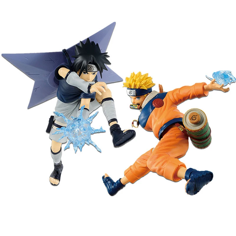 

18cm Naruto Shppuden GK Uzumaki Naruto Action Figure Toys Model Uchiha Sasuke Figma Doll Combat Version Anime Prototype Statue