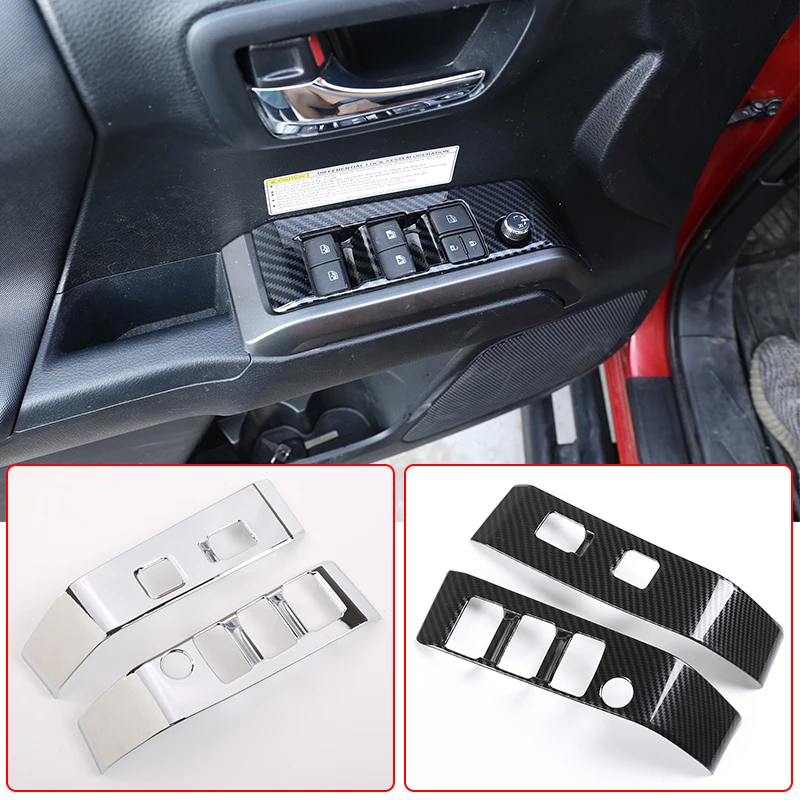 

Car Doors Window Lift Switch Panel Frame Cover Trim Sticker ABS Carbon Fiber For Toyota Tacoma 2016-2020 Interior AccessoriesLHD
