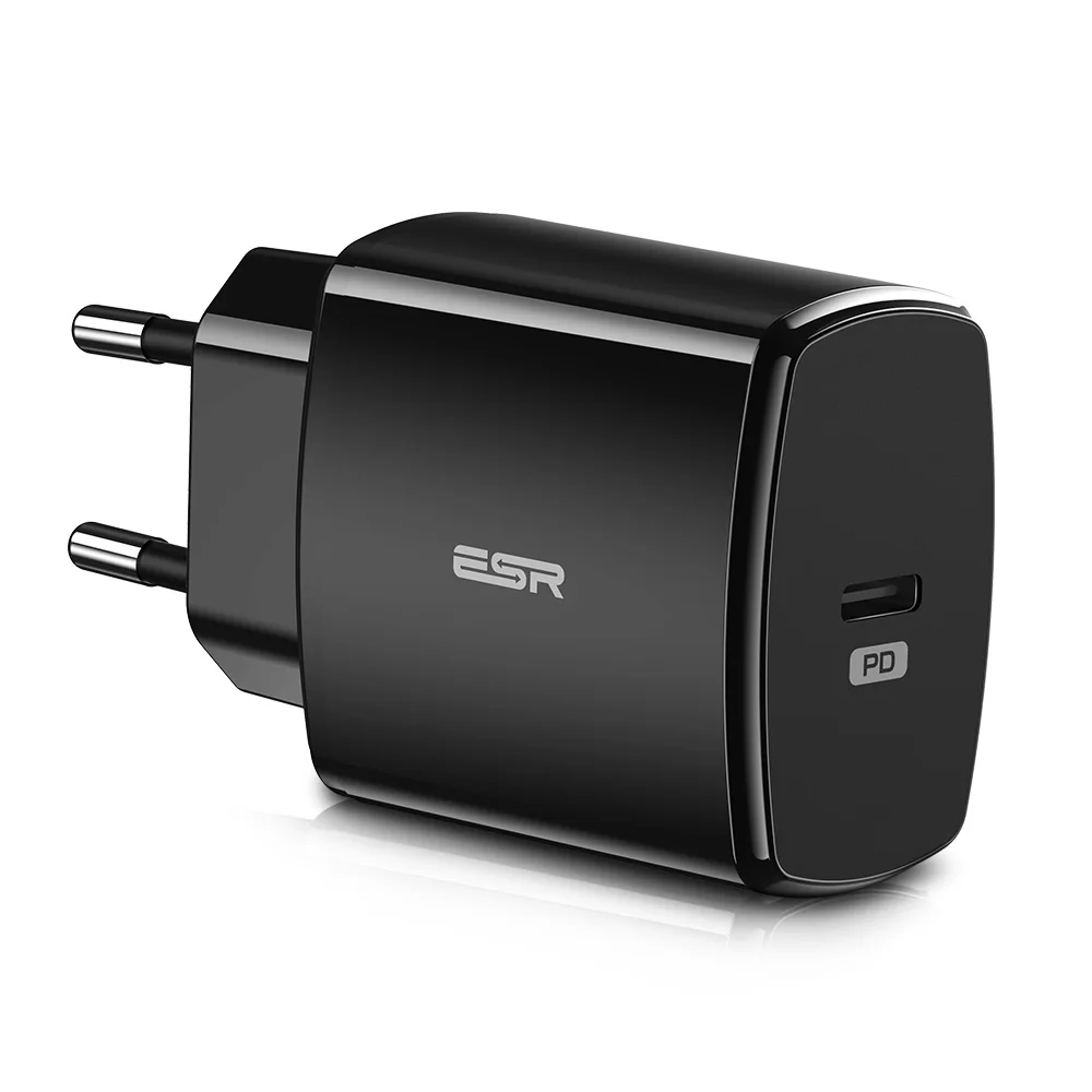 ESR USB C зарядное устройство 18 Вт, зарядное устройство со складной вилкой типа C PD зарядное устройство для iPhone XS/XR/XS Max iPad Pro samsung - Тип штекера: Европейский Союз (ЕС)
