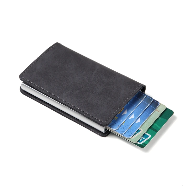 Anti-theft Для мужчин Винтаж держатель кредитной карты блокирование Rfid Бумажник кожаный унисекс информационной безопасности Алюминий Металл Кошелек