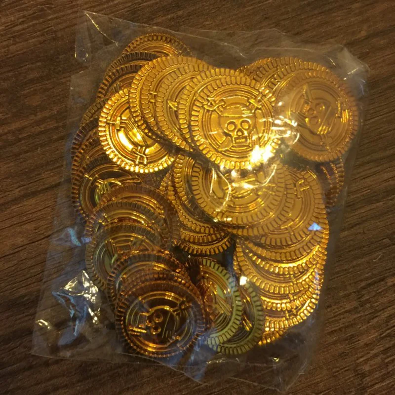 50 шт. золотые пиратские монеты украшения для вечеринки на Хэллоуин поддельные