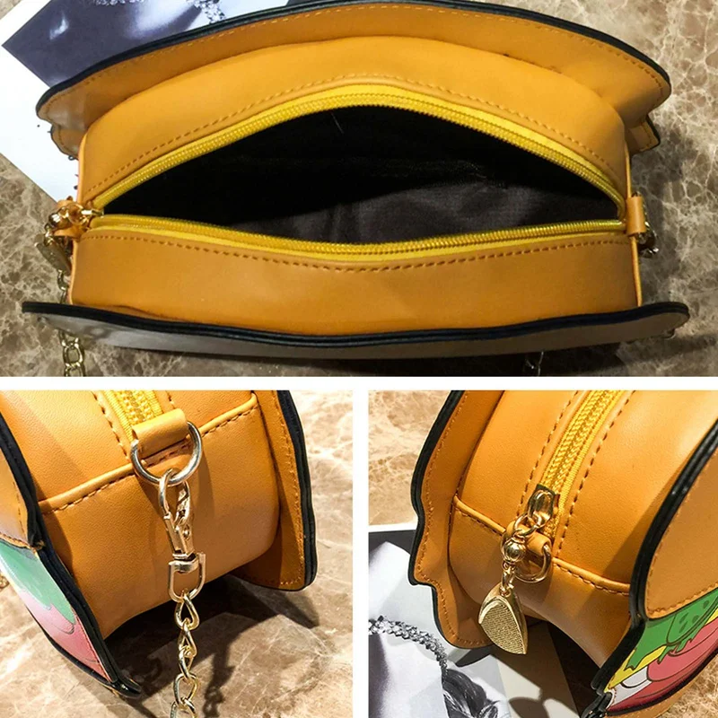 

Creative Style Woman Hamburger Shoulder Bags PU Chains Bags Cute Popcorn 3D Messenger Bags Gifts For Girls Sac Main Femme 2021