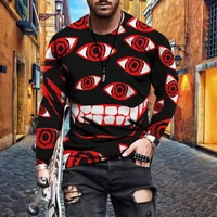 smiley king printing oversized long sleeved t shirt kimi new mens autumn and spring loose casual fashion men shirt round neck