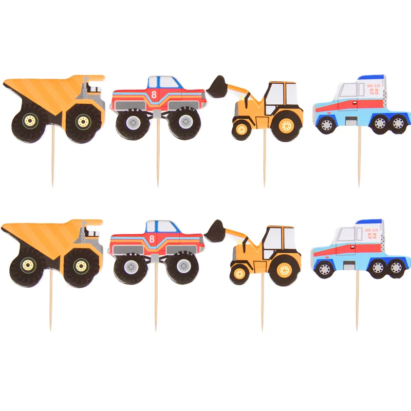 Cartoon car 24 шт. мультяшную тему вечерние Марио торт фигурки жениха и невесты; для детей с днем рождения вечерние торт украшения baby shower вечерние поставки чашки торт Топпер - Цвет: Cartoon car