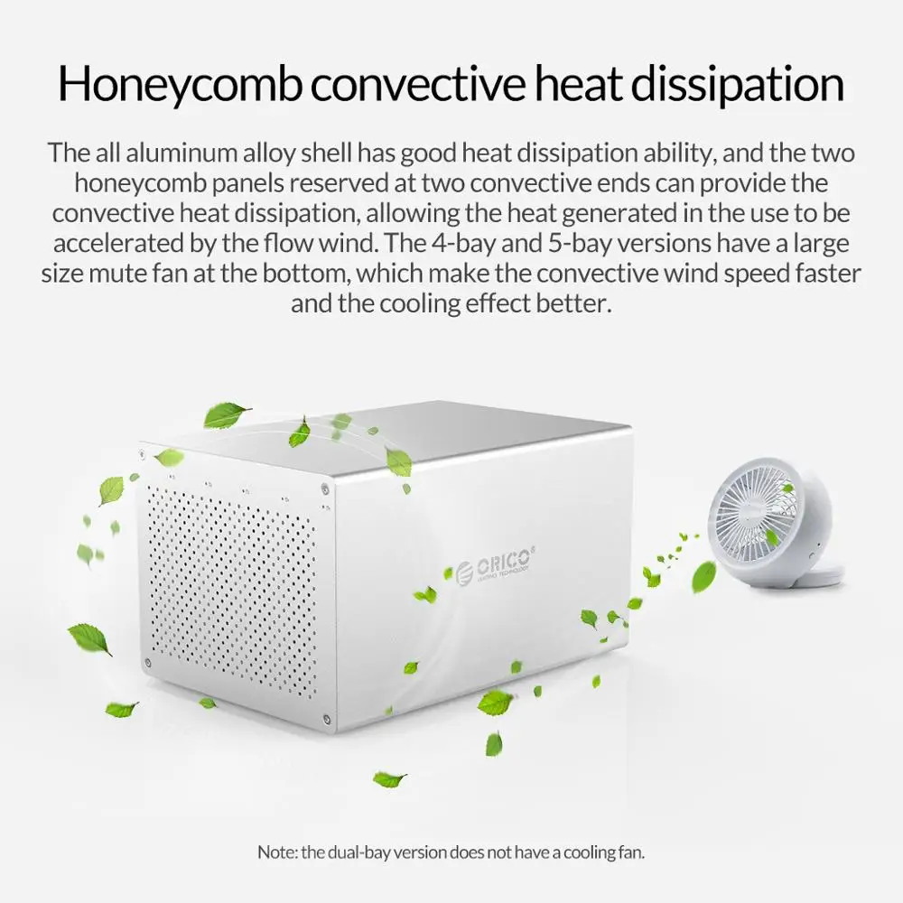 ORICO 3.5'' 5 Bay USB3.0 to SATA3.0 with RAID HDD Case Aluminum USB3.0 HDD Docking Station Support UASP 50TB HDD Enclosure