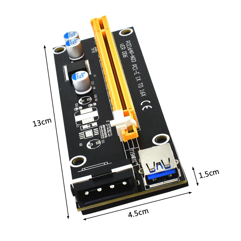 Райзер-карта PCIe VER 006 PCI-E Express 1X 2X 4X 8X 16X Adapter Extender GPU Extension Card для майнинга 15-Pin на 4 Pin |