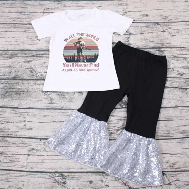 

Модный детский осенний дизайнерский брючный комплект для девочек с блестками